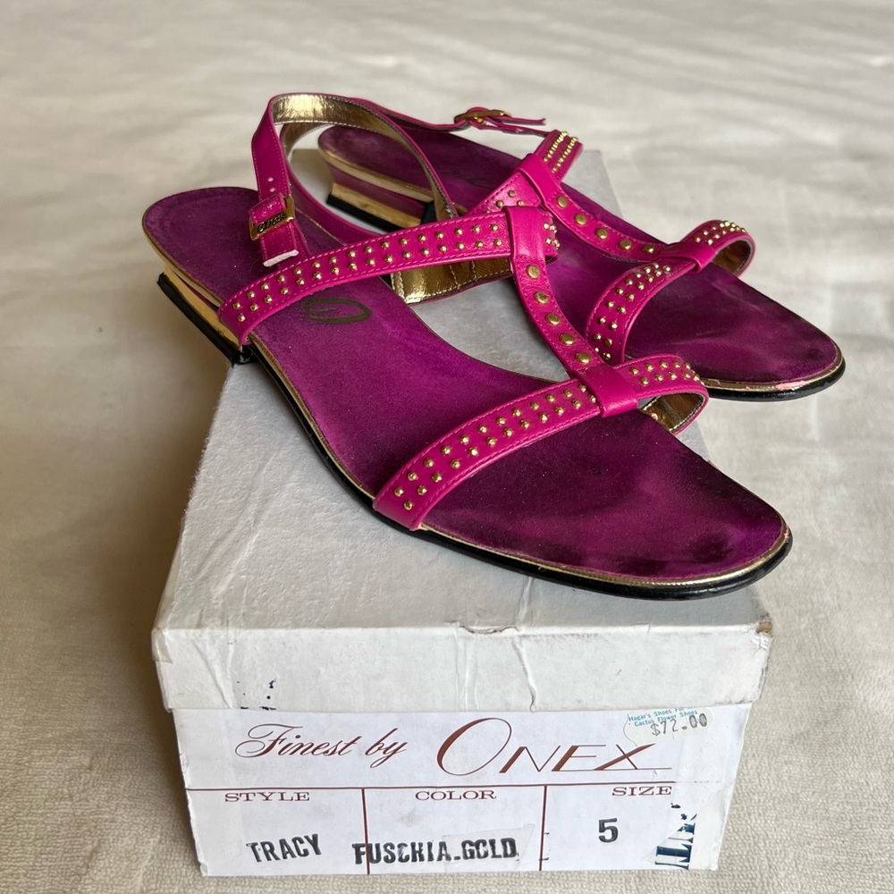 Onex Pink and Gold Sandals with Metallic Sheen